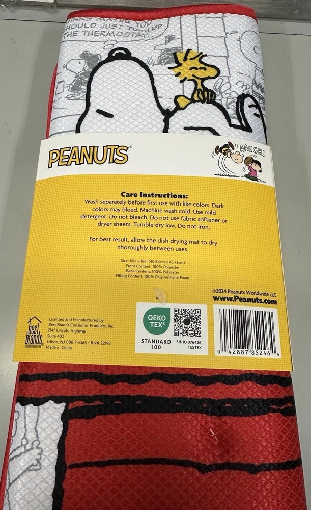 Peanuts 2 Pack Dish Drying Mats, NEW