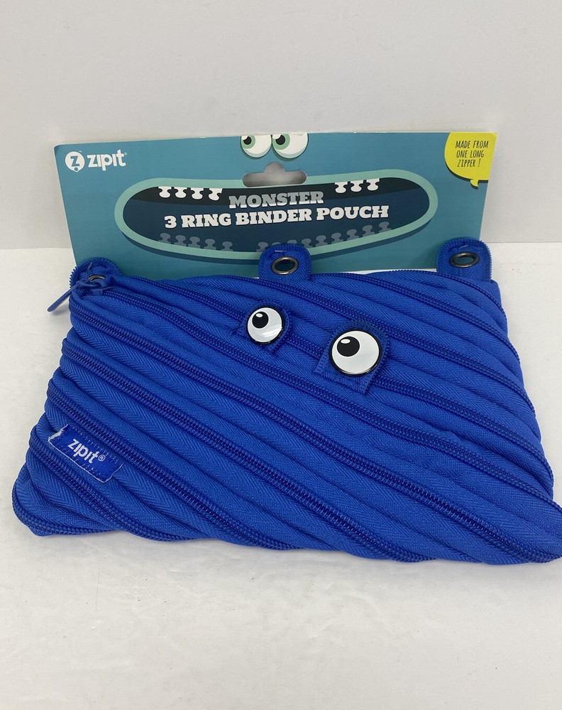 NEW Zipit Monster 3 Ring Binder Blue School Pouch/Pencil Case - NWT