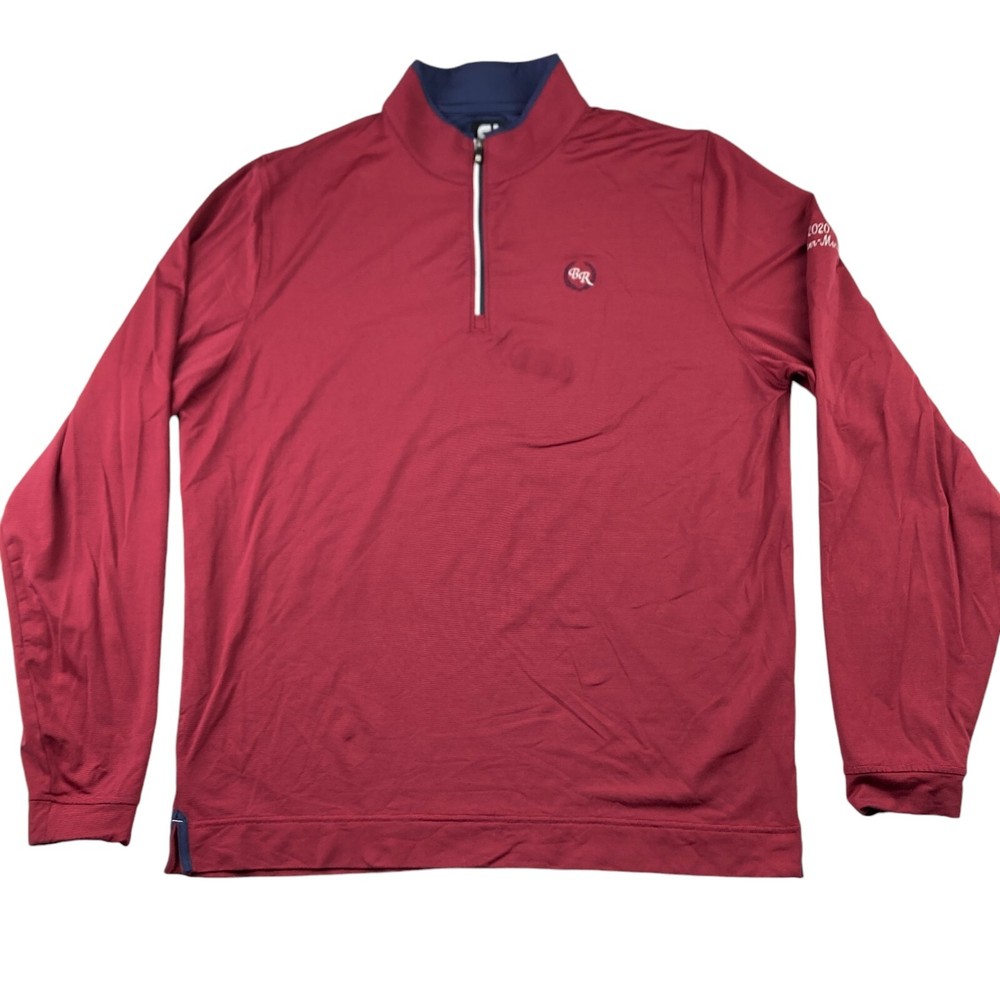 Foot Joy FJ Men's 1/4 Zip Pullover Jacket Red Blue Stripe • Large