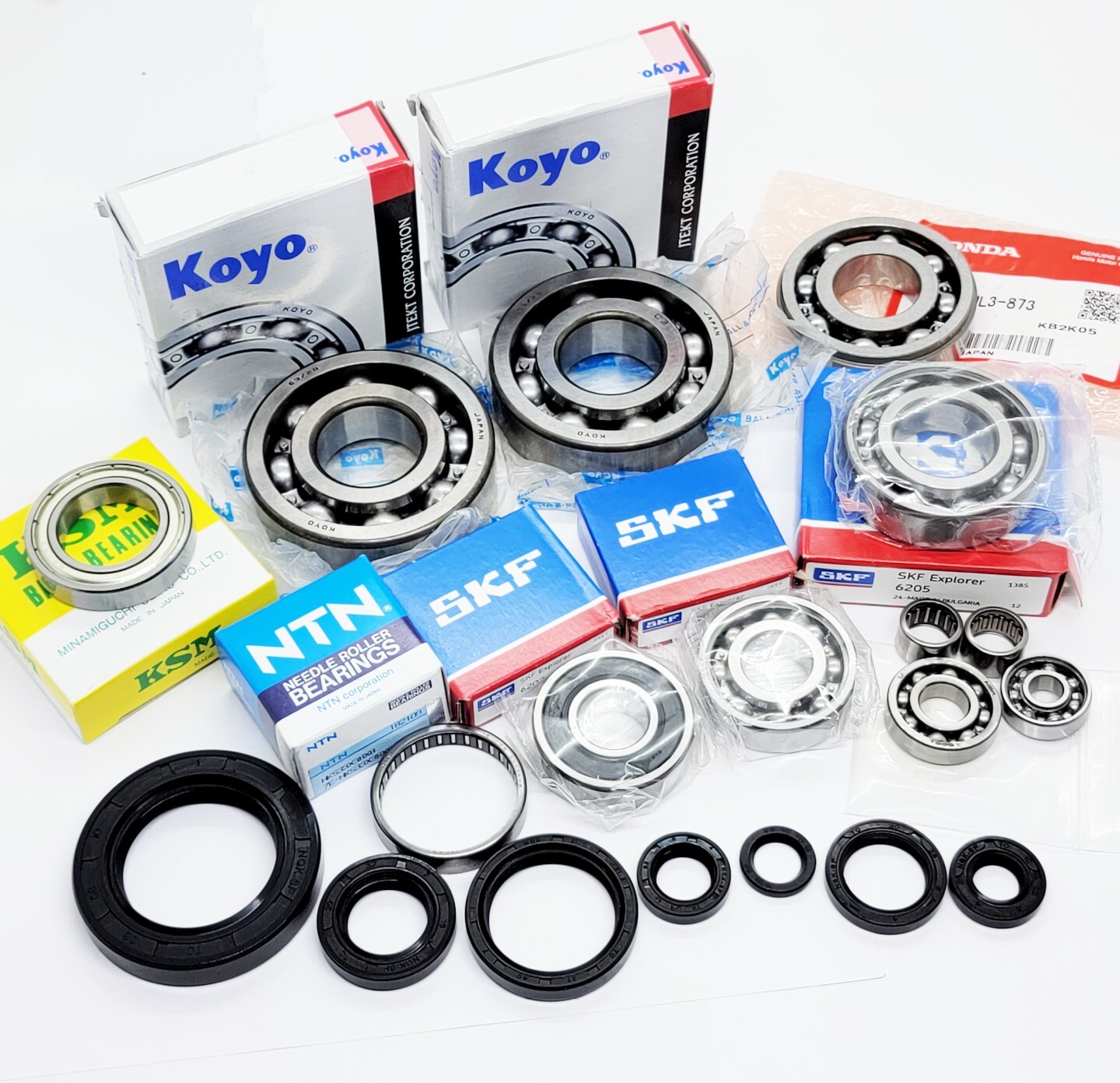 CR250R Crank Shaft & Transmission Bearings & Seals Kit 92-01 Koyo, SKF, NTN, NSK
