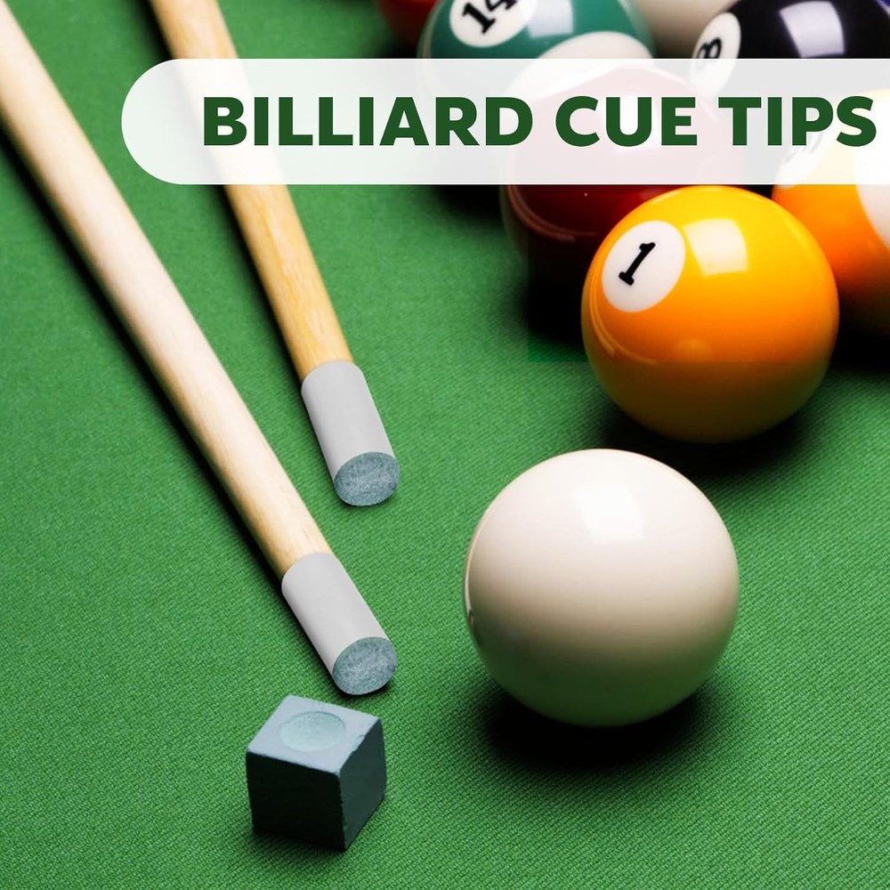 40-Piece Pool Cue Tips Set - No Glue, Fast-Fix Solution Included
