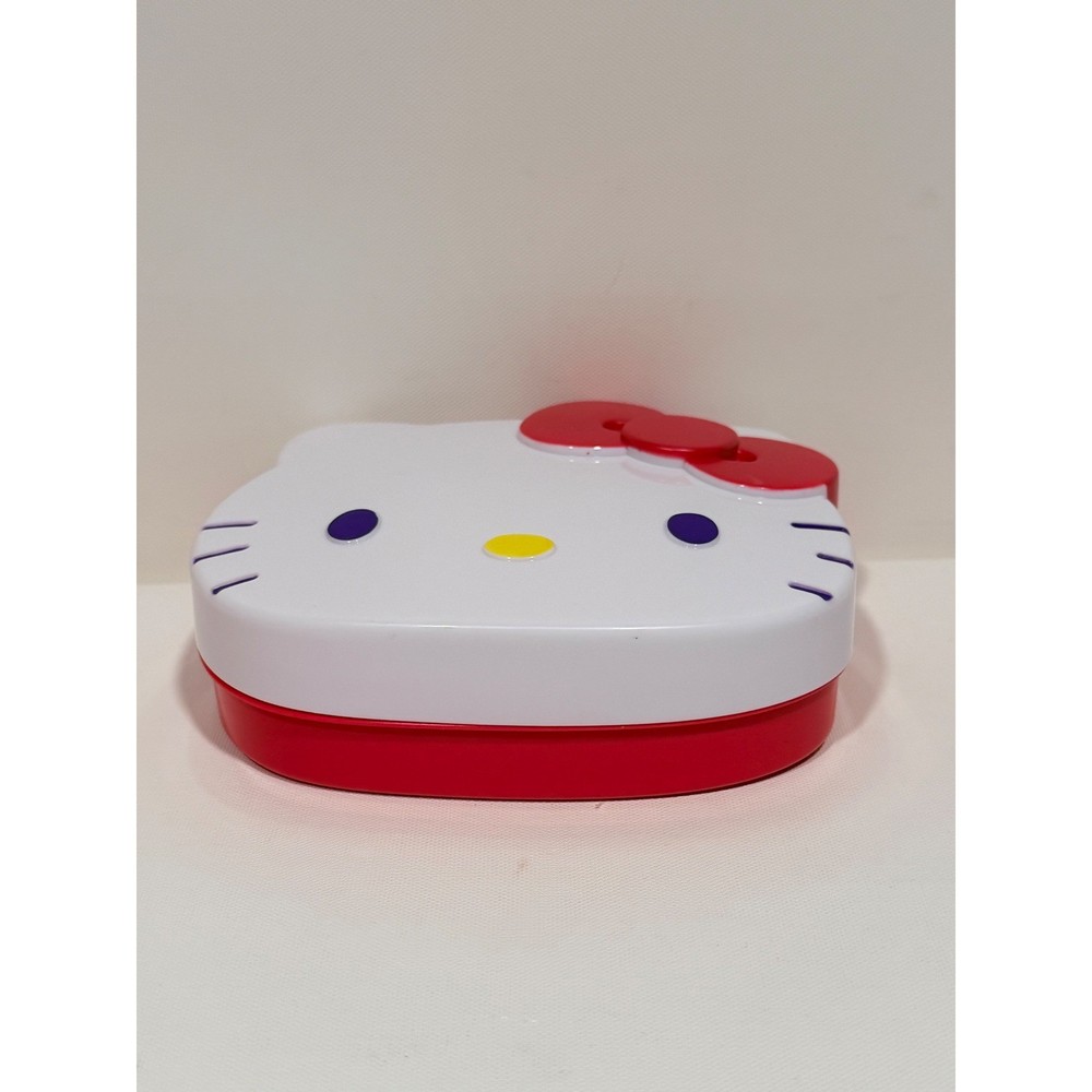 Hello Kitty Plastic Storage Case Red White Bow Trinket Box 2023 6x5