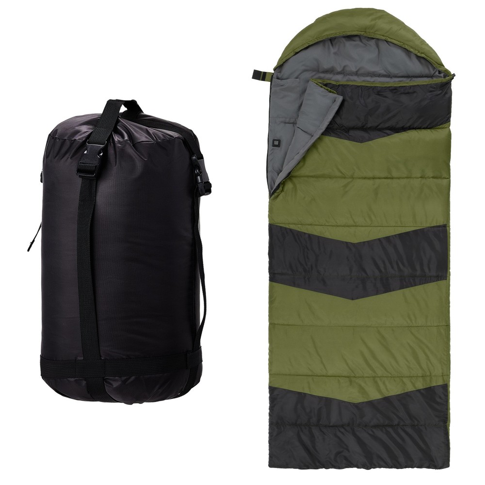 Green Rectangular Heated Sleeping Bag,USB‑Powered HeatingPad,Waterproof,210×85cm