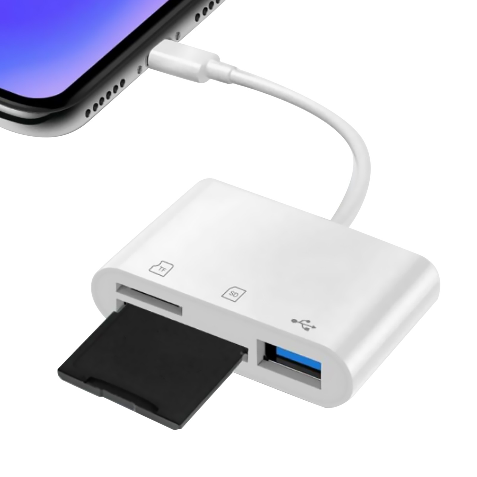 3-Port USB Type C to Card Reader Adapter SD Card Reader For MacBook Pro Laptop w