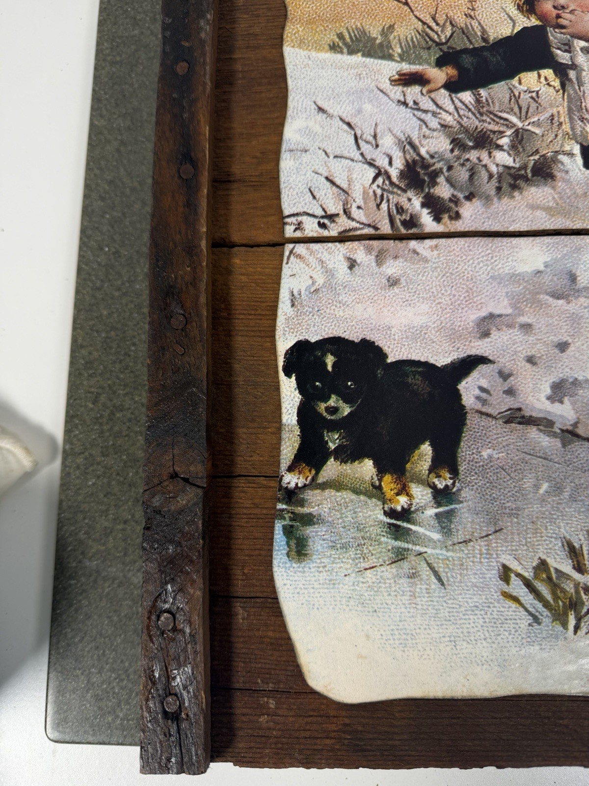 J&P Coats Vintage Print Ad Wood Slat Sign 13.5" x 12"