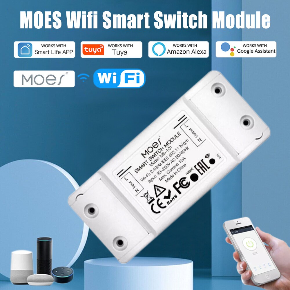 MOES WiFi Smart Switch Module Light Wireless For Alexa Google APP Remote Control