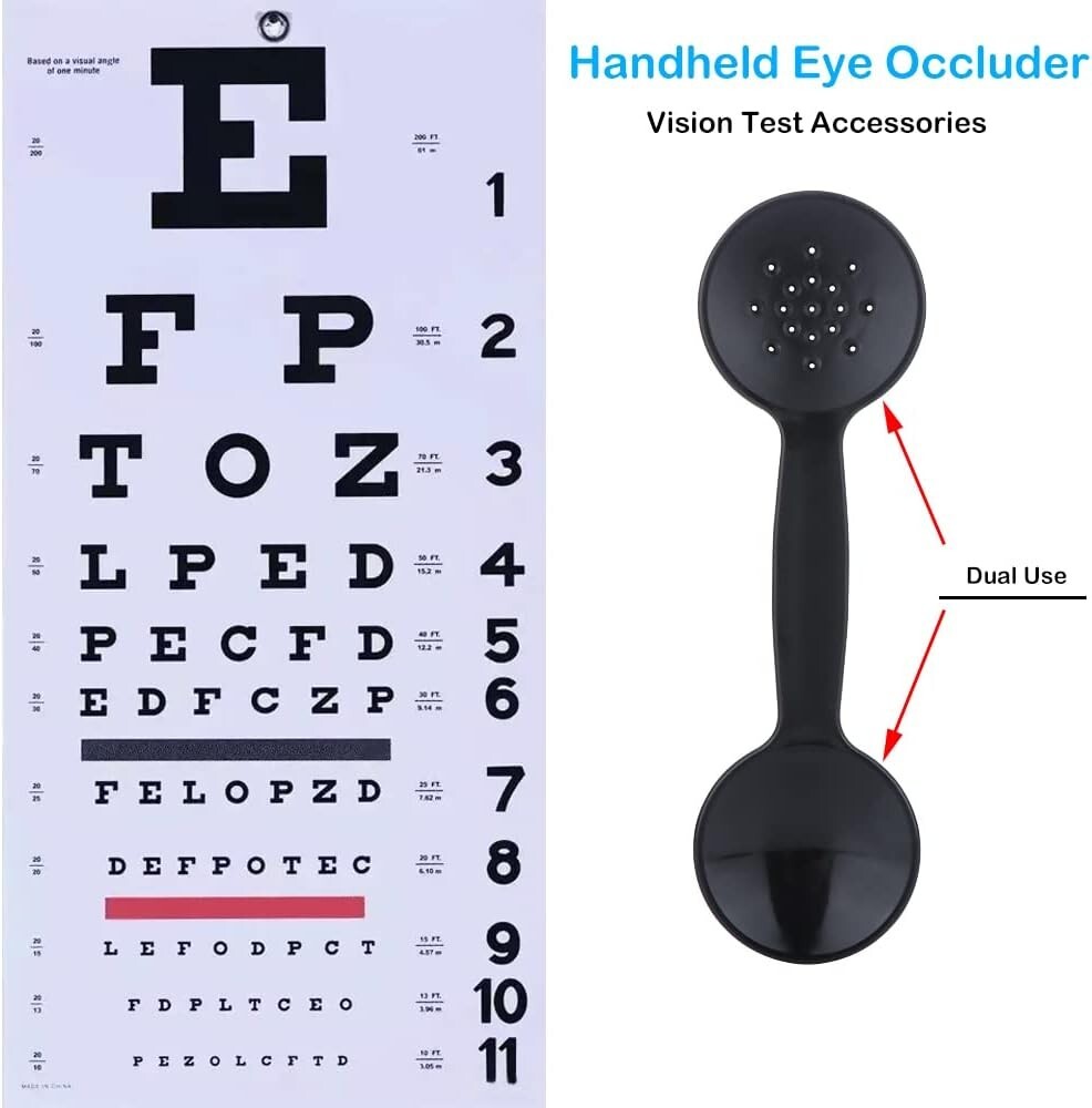 2Pcs Handheld Eye Occluder Plastic Vision Optics Optometry Eye Chart Exam Black