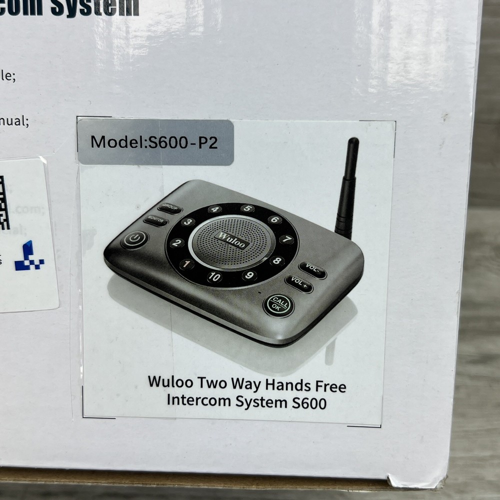 Wuloo S600-P2 Black Gray Full Duplex Wireless Intercom System 2 Pack NEW