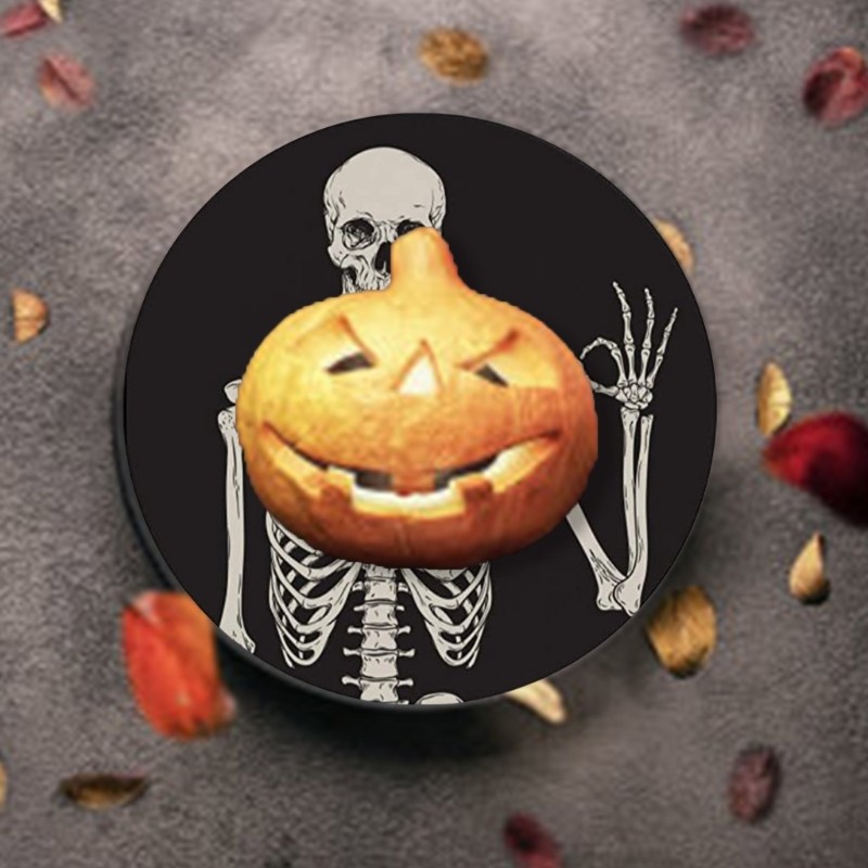 6Pcs Skeleton Skull Pattern Coasters Ceramic Stone Mat Placemats Insulation Pad