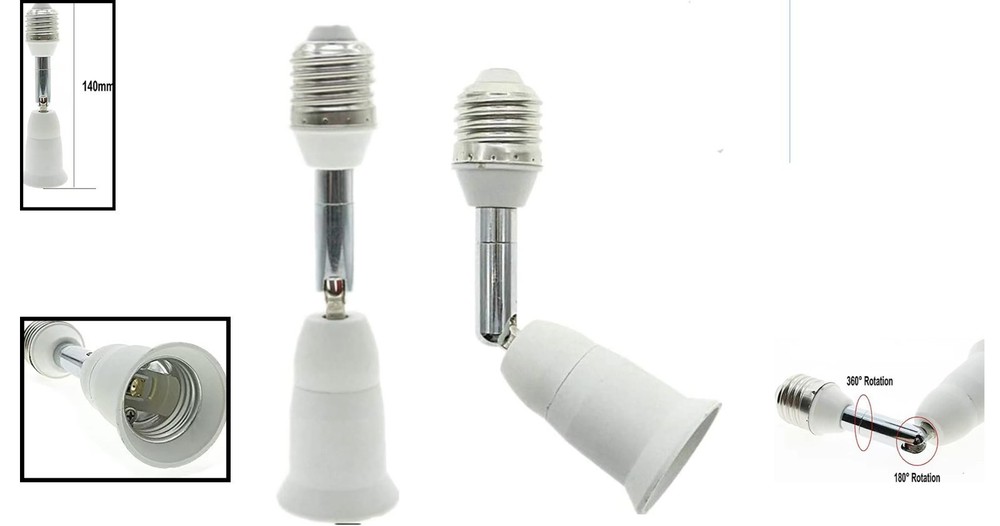 E26/E27 Light Socket Extender - 4.5 Inch Adjustable 2-Pack for Bright Spaces