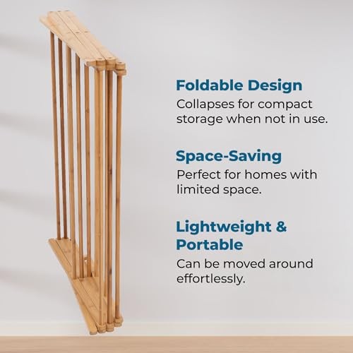 Collapsible Bamboo Drying Rack – Sturdy & Foldable Laundry Drying Rack, Space
