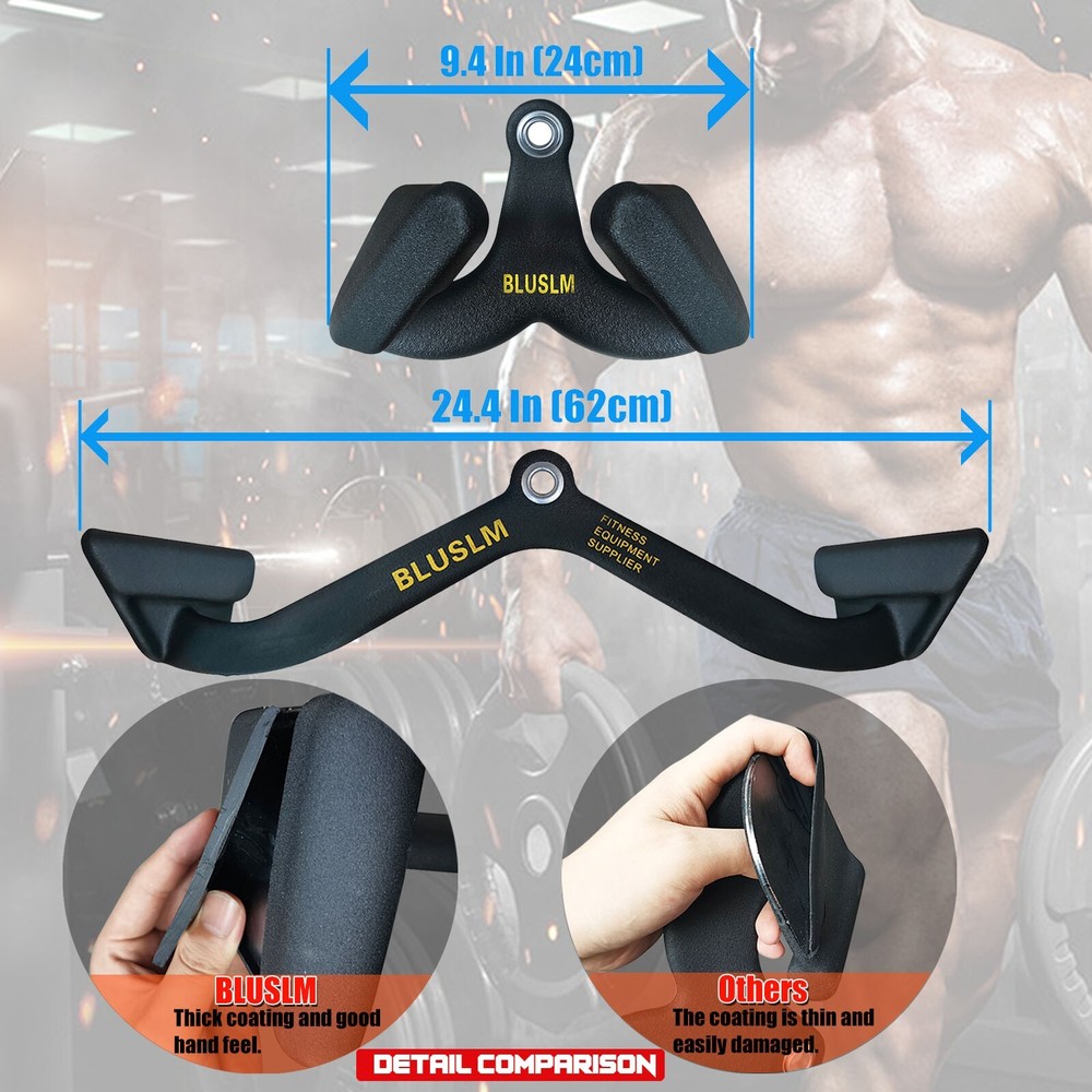 2Pcs LAT Pull Down Bar for Cable Machine Pulldown T Bar V Bar Cable Attachments