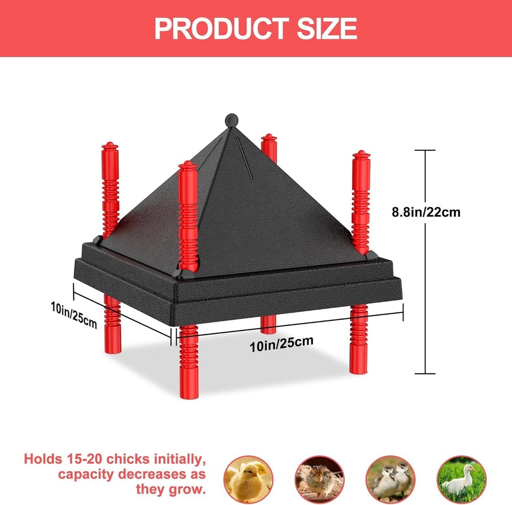 Chick Brooder Heating Plate 10x10 in Adjustable Height Coop Heater w/ Anti Roost