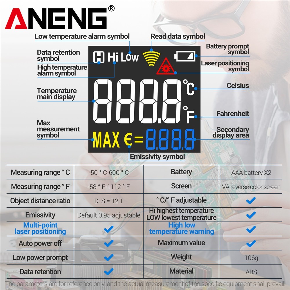 Infrared Thermometer LCD Digital Non-contact Laser IR Temperature Gun Temp Meter