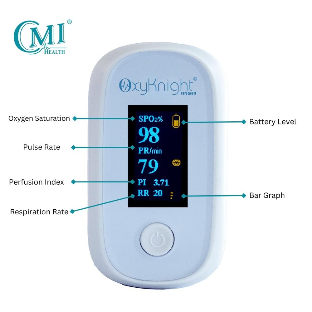 Bluetooth Fingertip Pulse Oximeter - Measures Oxygen Level, Pulse Rate &