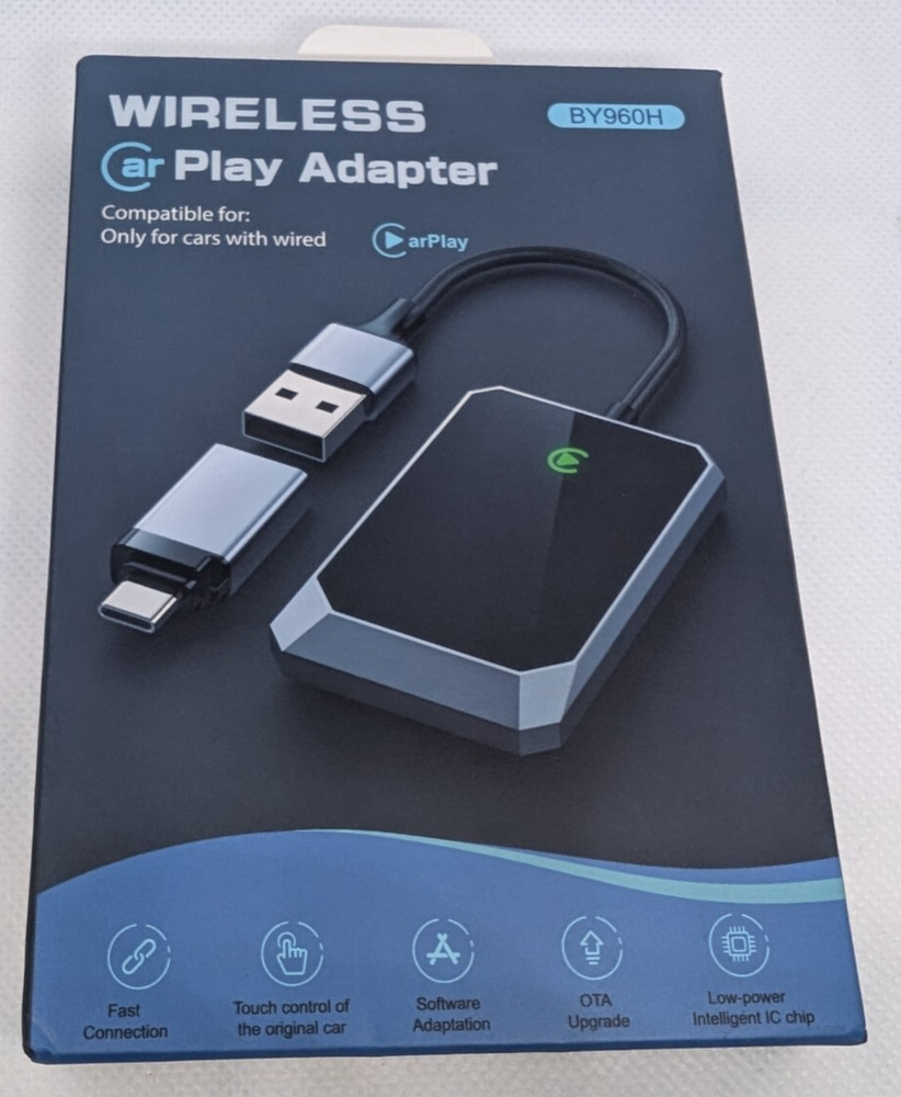 Wireless Car Play Adapter BY 960H. EXCELLENT CONDITION ** OPEN BOX ** N194