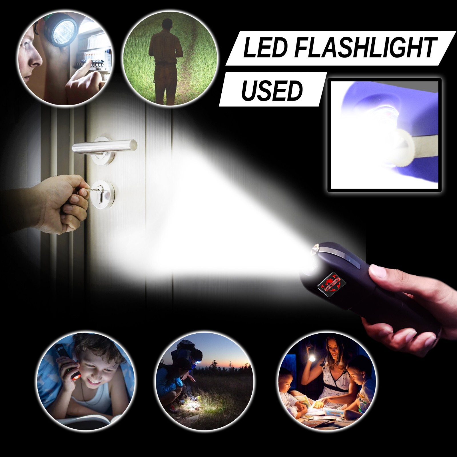 FIGHTSENSE mega Stun Gun VTS-989 - 600BV Heavy Duty Rechargeable LED Flashlight