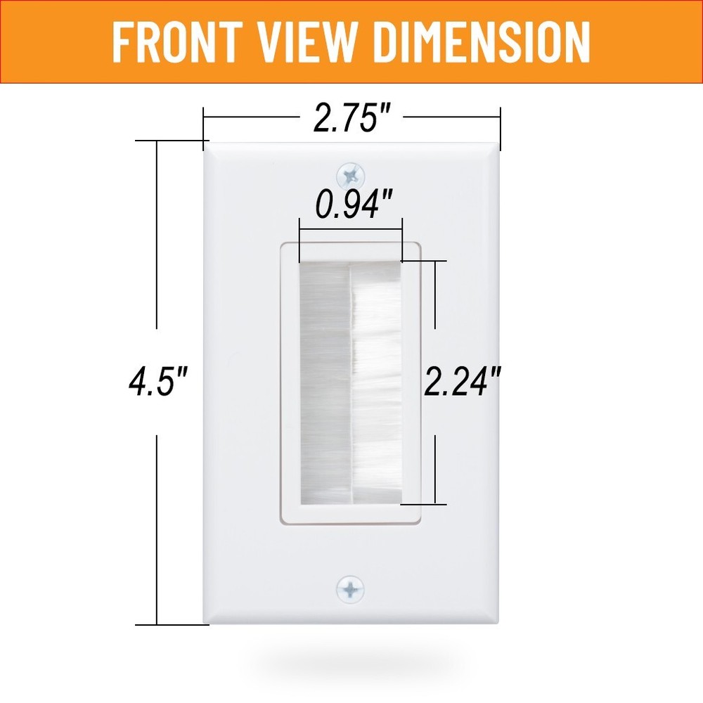 Brush Wall Plate Deco Bristle Insert with Mounting Bracket for Cables 30-Pack