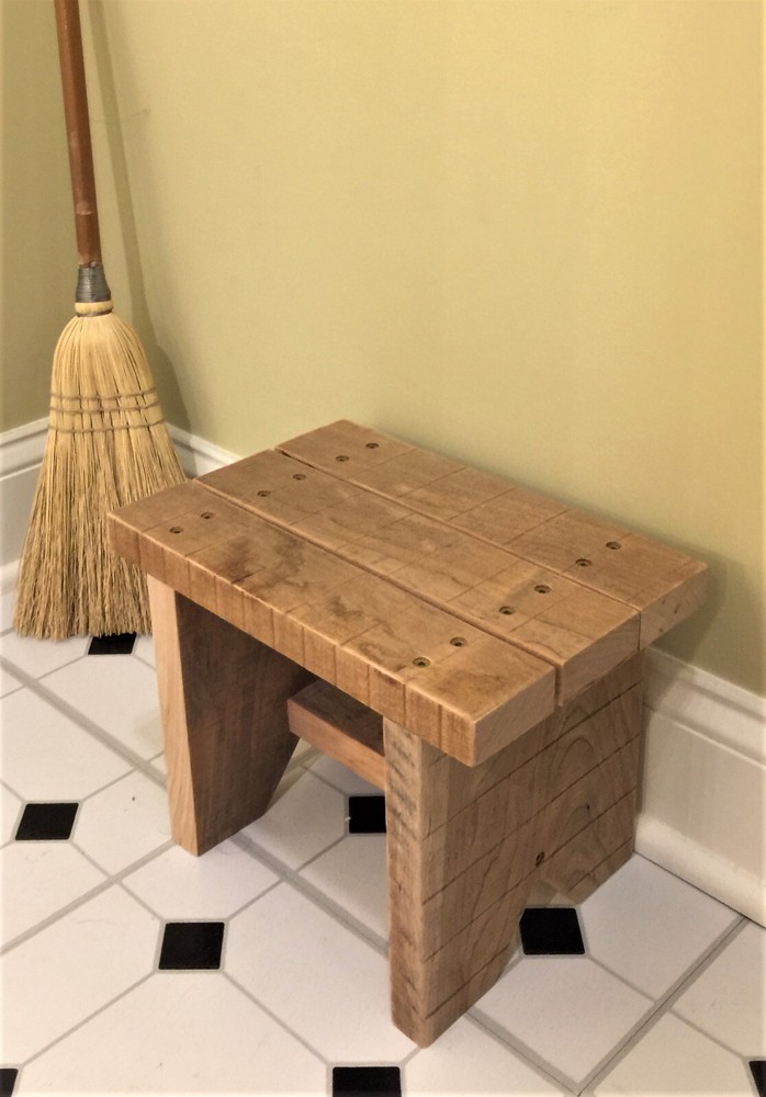 Amish Reclaimed Wood Foot / Step Stool. Natural, Rustic, Solid. 8.5x12x8"