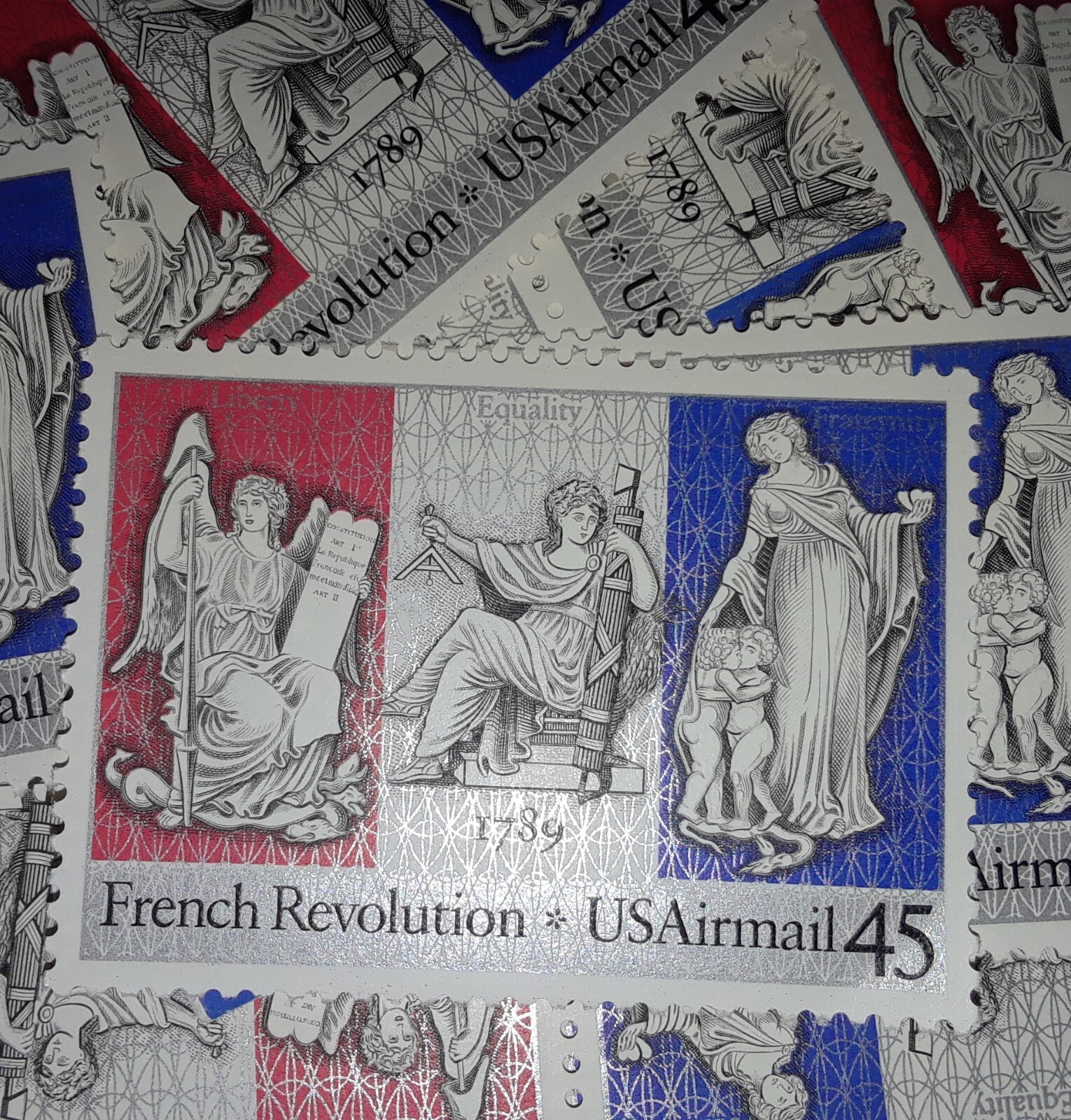 50 New/Usable Strips & Singles of 45¢ FRENCH REVOLUTION Bicentennial US Sc# C120