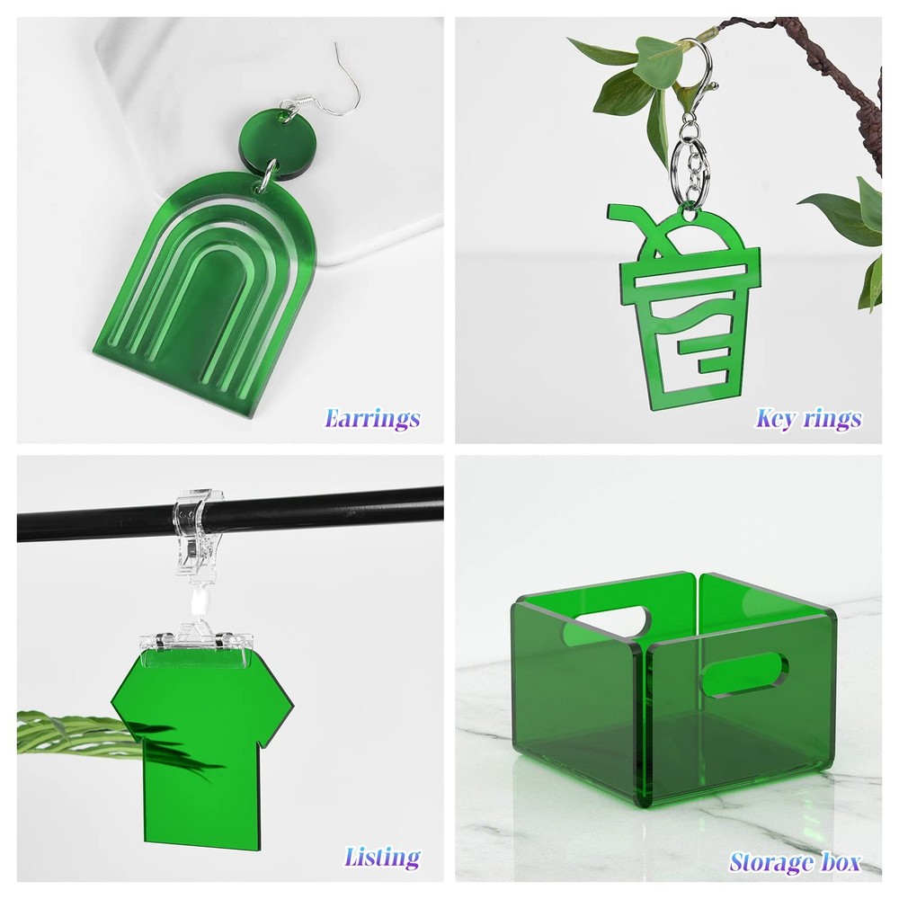 Acrylic Sheet Green Transparent Colored Translucent Panel 8x12 Inch 5 PCS