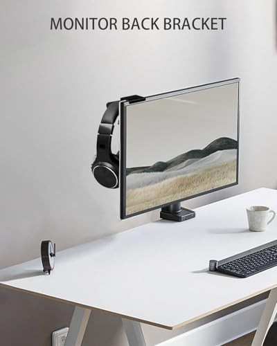 Monitor Back Stand for Headphone, No Adhesive Needed Space Saving Desk Black