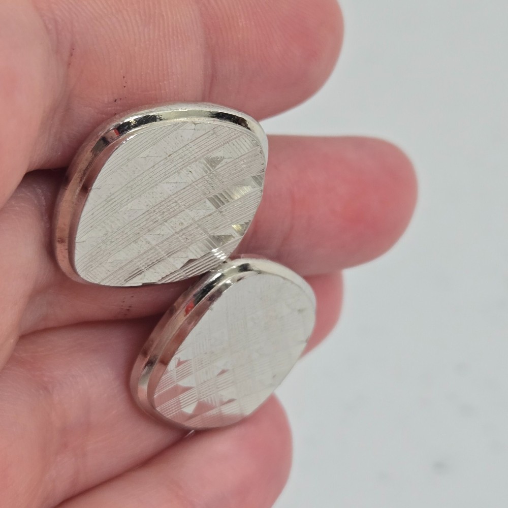 Swank cufflinks Silver Tone Geometric Textured Square Stripe Weave Pattern