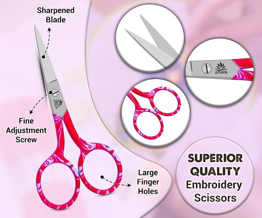 Embroidery Scissors Premium Sharp Multi-Purpose Threading Scissors Cross Stitch