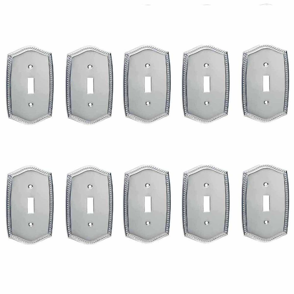 10 Switchplate Roped Chrome Single Toggle/Dimmer  | Renovator's Supply