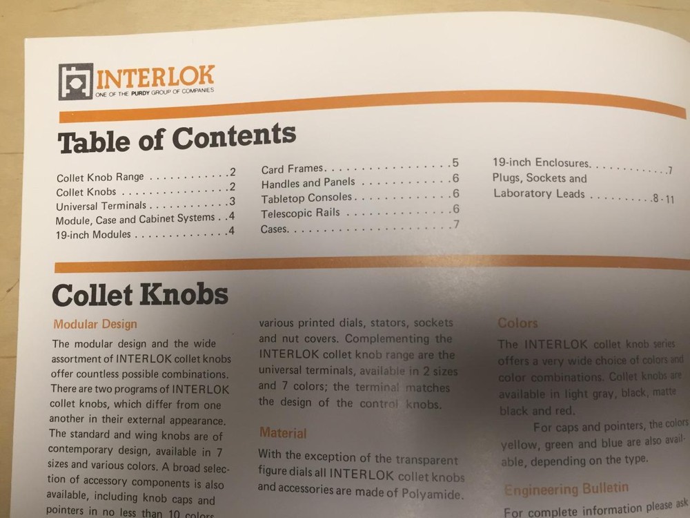 1981 Interlok Catalogs ~ Collet Knobs Cases Cabinets Panels Leads Card Frames