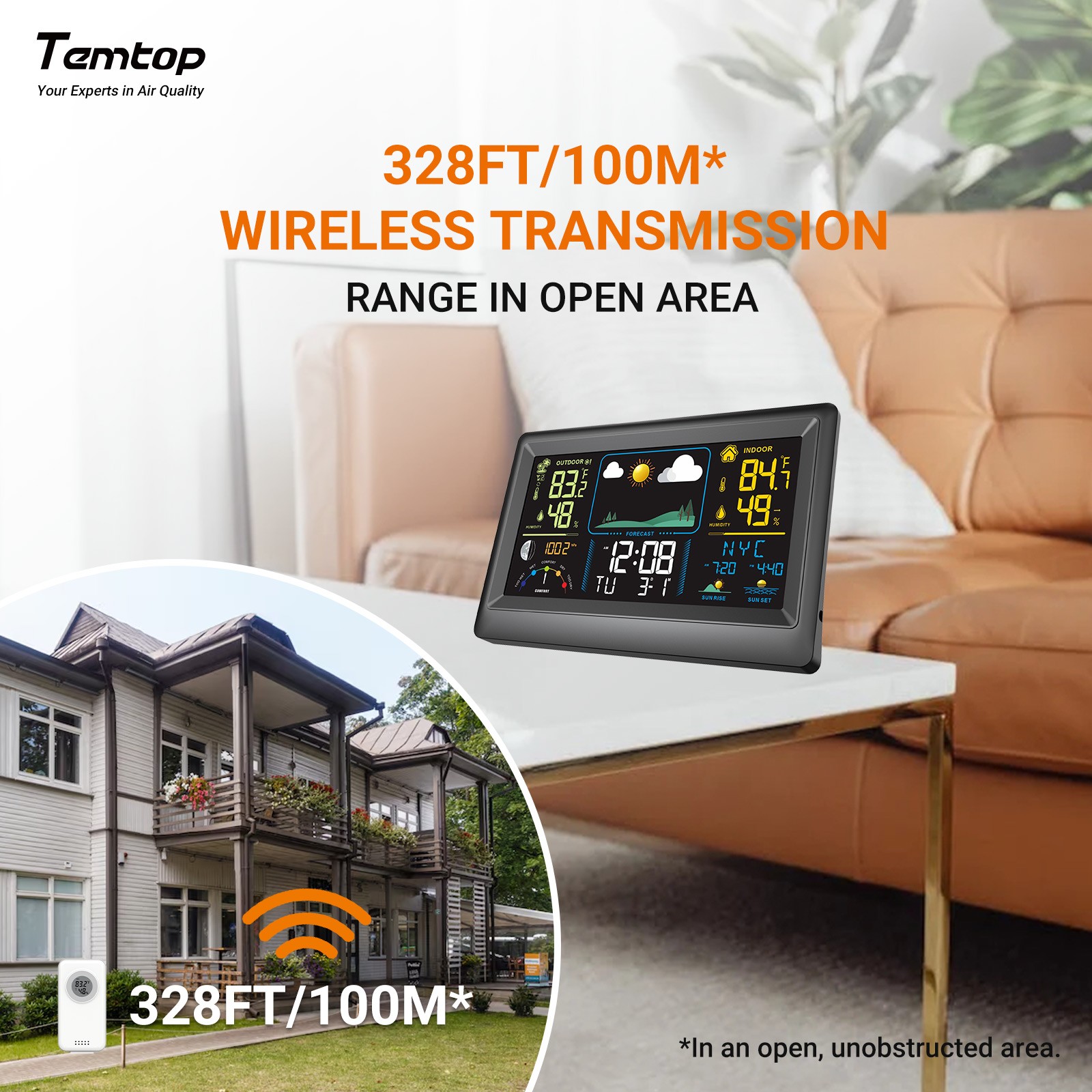 Digital LCD Weather Station Clock Indoor & Outdoor Calendar Thermometer Wireless