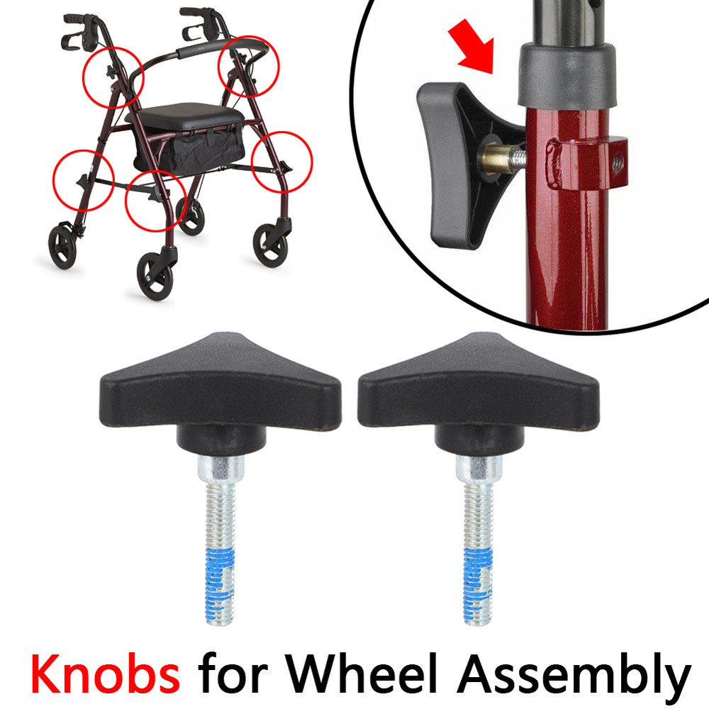 For Rolling Walker Rollator Knobs for Wheel Assembly 2PACK Knob Repair Kit Black