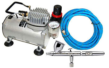 Iwata Eclipse HP CS Airbrush Set with Air Compressor Kit, Gravity Feed .35mm Tip