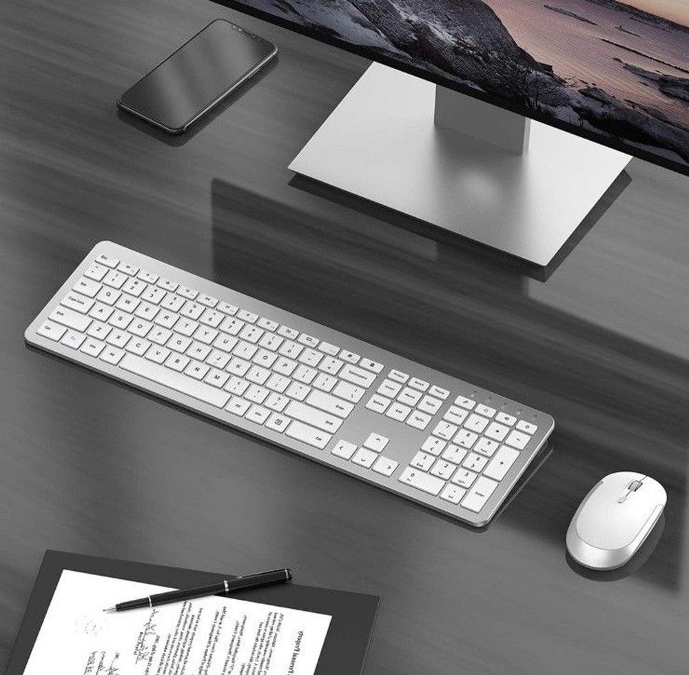 Wireless Keyboard and Mouse Combo - Full Size Slim Thin Wireless Keyboard Mouse