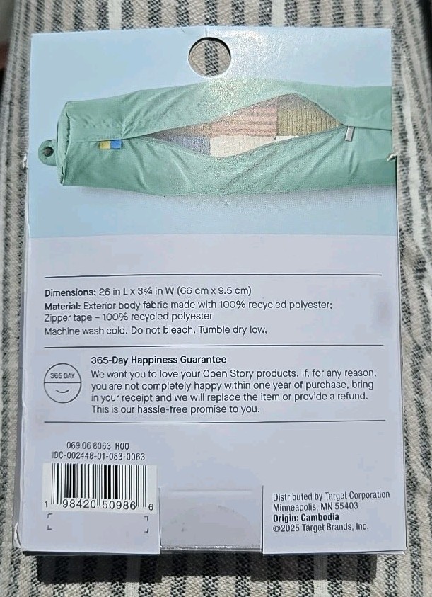 "OPEN STORY" STUFFABLE NECK PILLOW , GREEN
