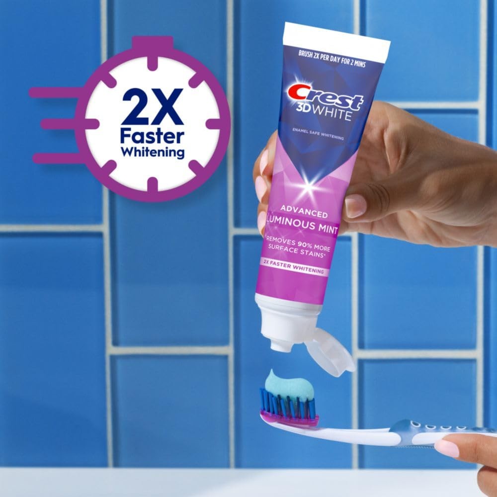 Crest 3D White Advanced Luminous Mint Teeth Whitening Toothpaste, Crest Toothpas