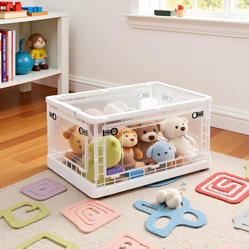 72 QT Clear Storage Bin W/ 5-Sided Open Lid Stackable Plastic Storage Bins For