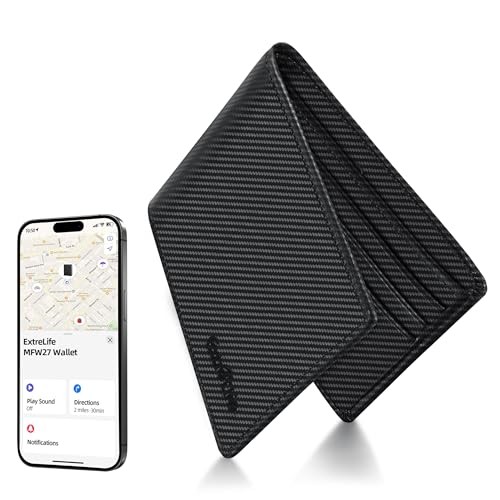 Wallet for Men, Built-in Bluetooth Tracker with Carbon Black -Gentlemanliness