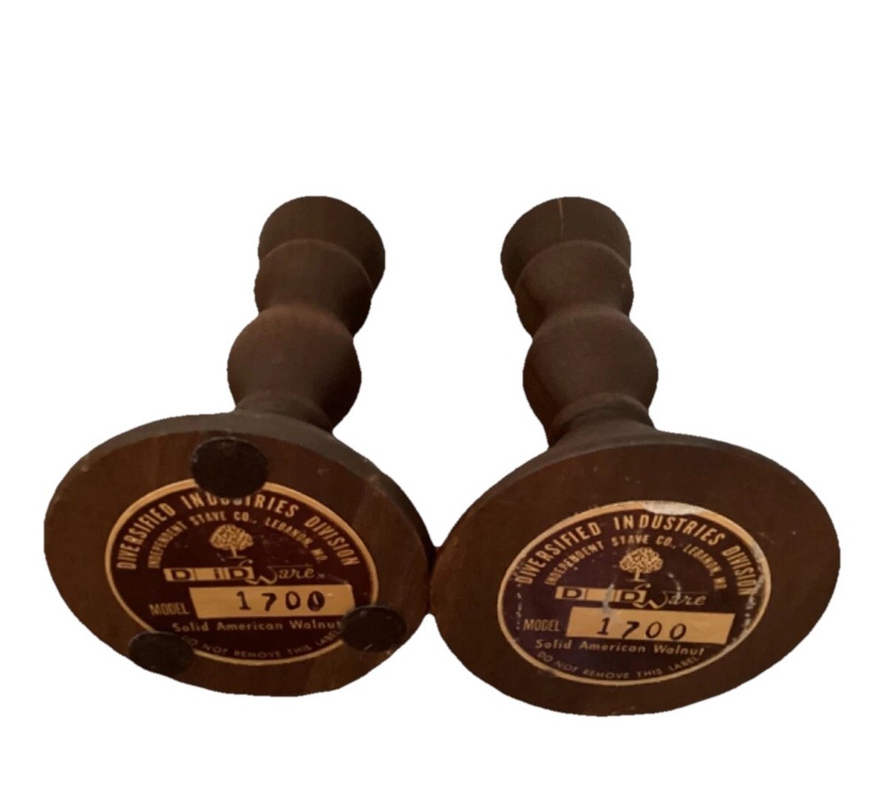 2 Solid American Walnut Candle Stick by DiDWare Model No 1700