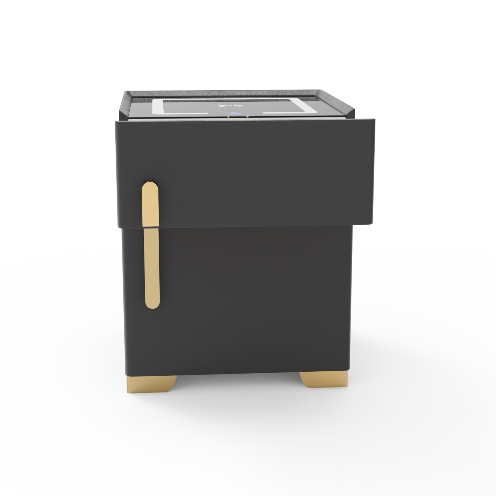 Deep Grey Smart Nightstand w/Security Safe Lock Box, 3-Color,Wireless Charging