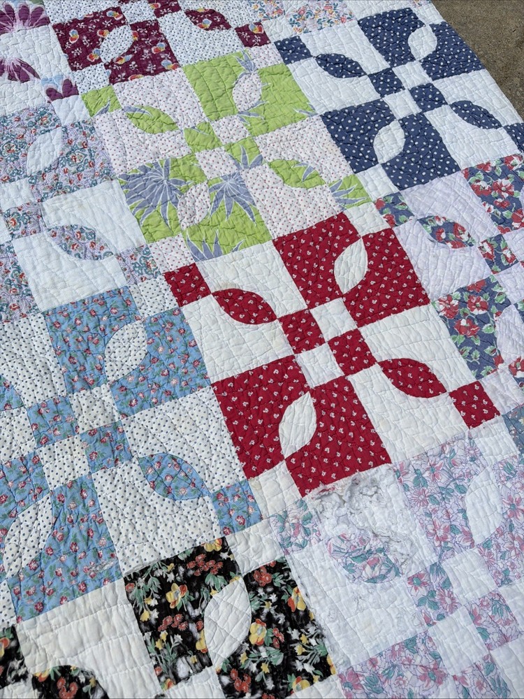 VTG Small Patchwork Cotton Quilt 74" X 58"