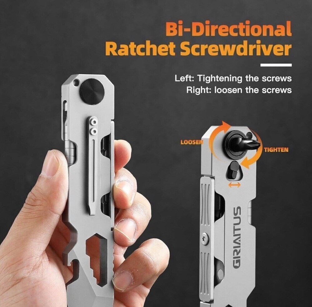 EDC Pry Bar Multitool with Bi-Directional Ratchet Screwdriver & Everlasting