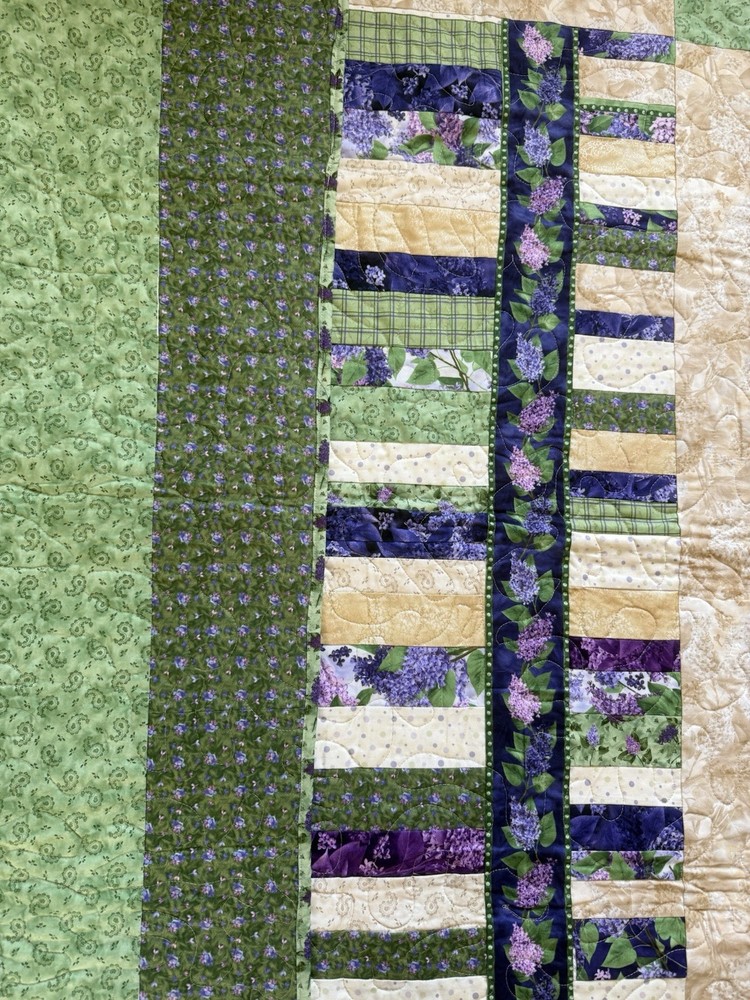 Patchwork Purple lilac quilted blanket 44x46 handmade