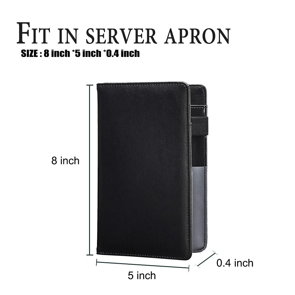 Black Server Books For Waitress/Waiter Book with Zipper Money Pocket,Cute Wai...