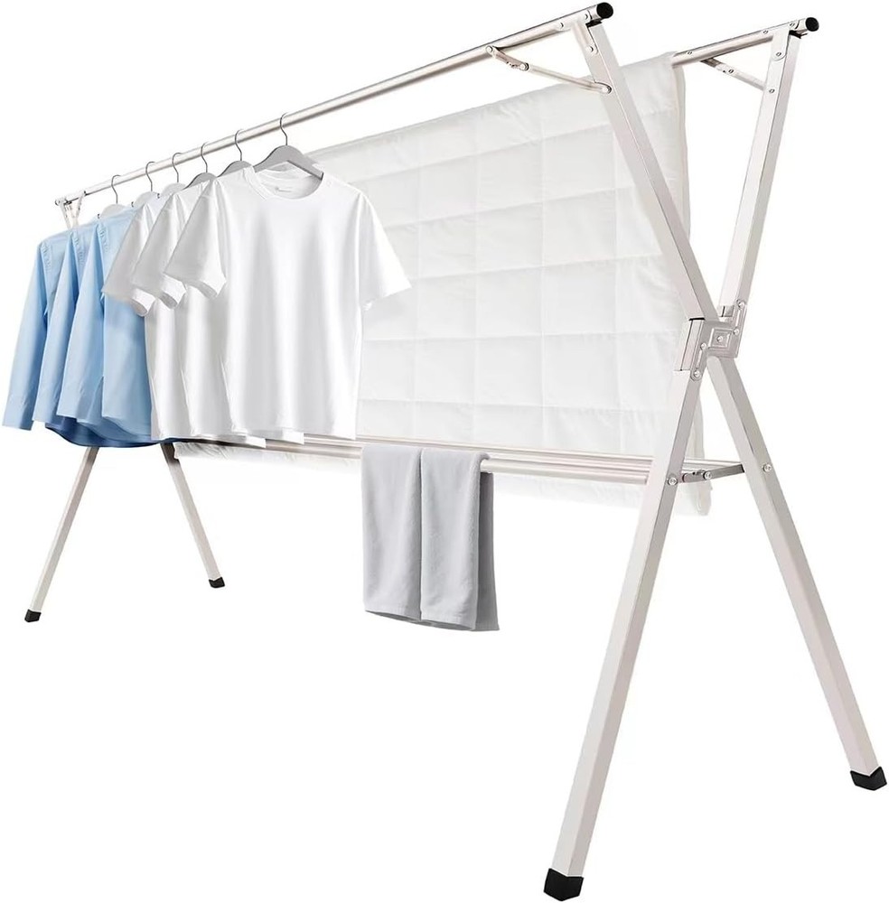 Sturdy 79" Stainless Steel Drying Rack - Lightweight, Adjustable & Space-Saving