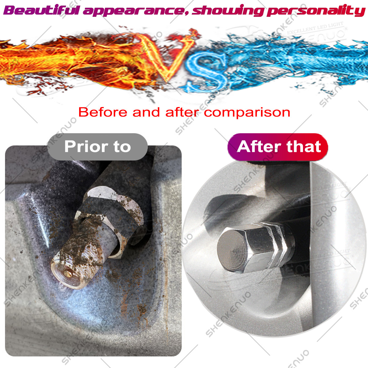 (4) Metal Chrome Tire/Wheel Air Pressure Stem Valve Caps for Car-Truck-Hot Rod