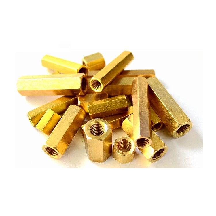 1/4-20 UNC SOLID BRASS HEX STANDOFF NUT / THREADED HEX CONNECTOR/SPACERS NUT