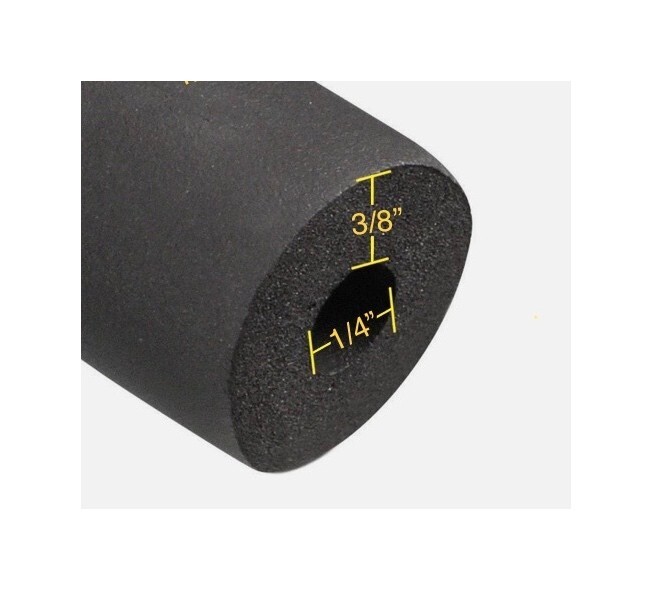 1/4" ID, 3/8" Thick -Pipe Insulation Rubber Foam Roll Wrap (6 ft)