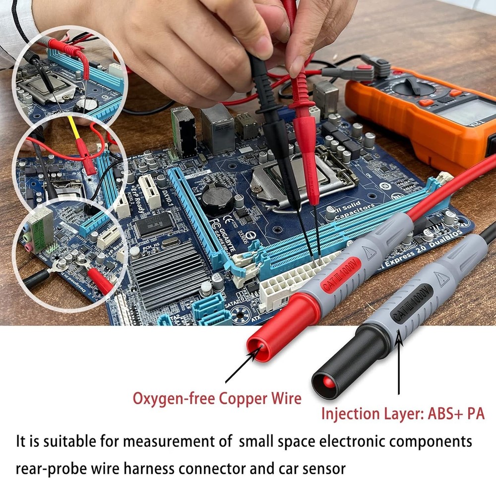 Multimeter Leads Set with Alligator Clips, Insulation Piercing Clip and Pr...