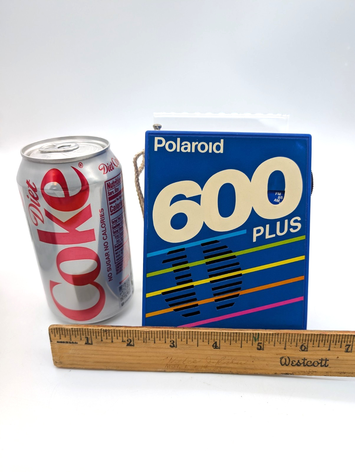 Vintage Polaroid 600 Plus Blue AM FM Promotional Radio With Box Tested - WORKS